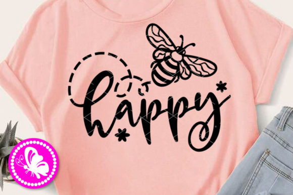 BEE Happy Be Happy Inspirational Quote Graphics