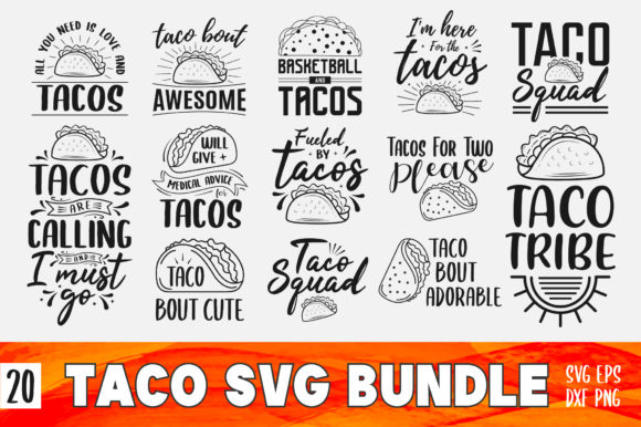 Taco and Fiesta SVG PNG Design Bundle for Graphics and Crafts